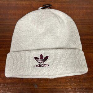 Adidas Trefoil Womens Beanie Toboggan Cream with Maroon Logo OSFA NWOT